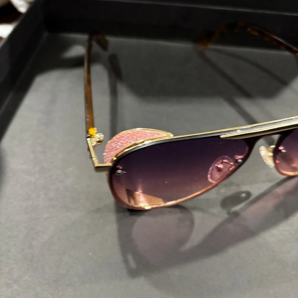 Jimmy Choo Gradient Purple Aviator Sunglasses with Gold Accents - Picture 4 of 8
